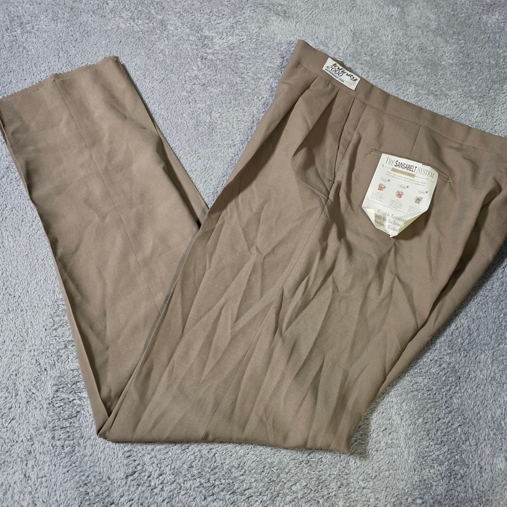Sansabelt Mens 33x32 Infinity 2000 Slacks Brown Pleated Performance Dress Pants